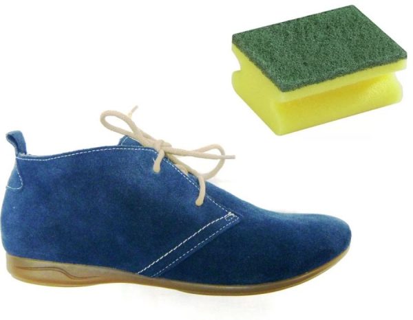 Почистване на велурени обувки с гъба от пяна