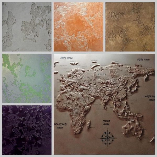Dekoratyvinis tinkas pasaulio žemėlapiui